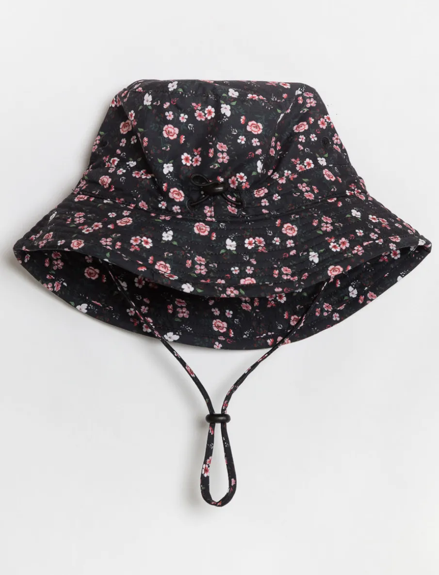 Floral Bucket Hat with Drawstring