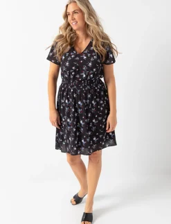 Floral Cinched-waist Dress