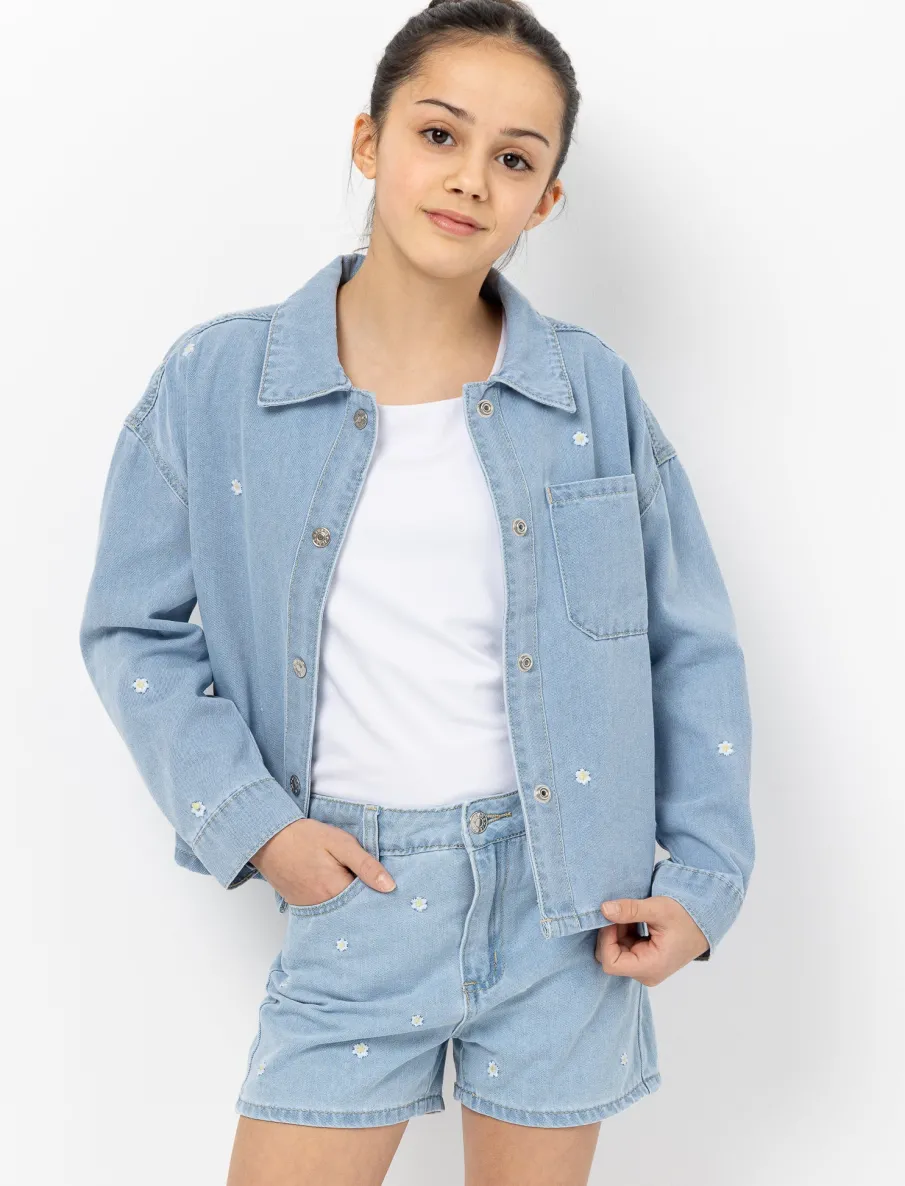 Floral detail Denim Jacket