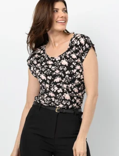 Floral Dolman-sleeve T-shirt