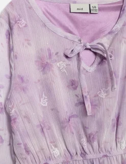 Floral dress with Bow Collar