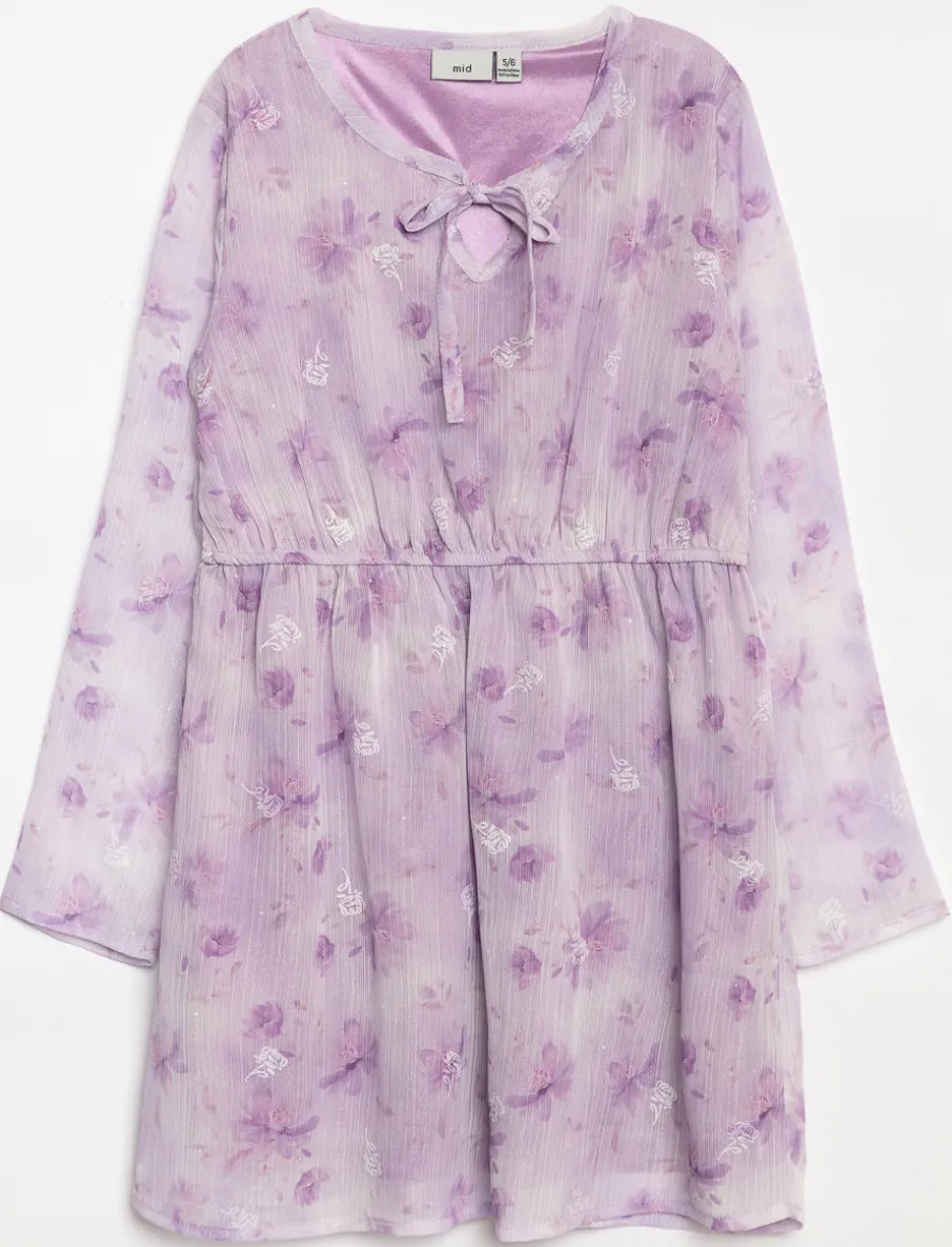 Floral dress with Bow Collar