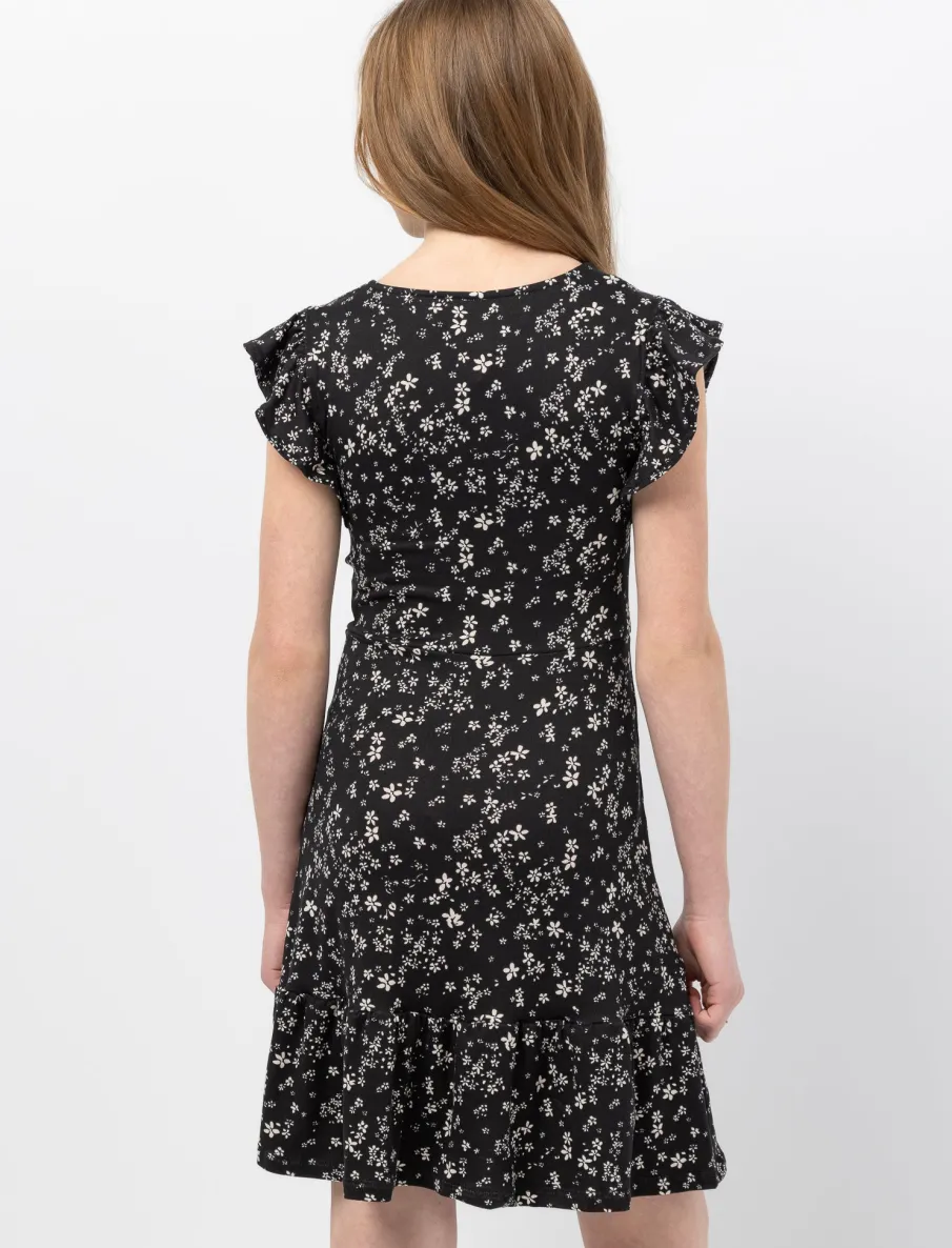 Floral Dress with Ruffled Sleeves