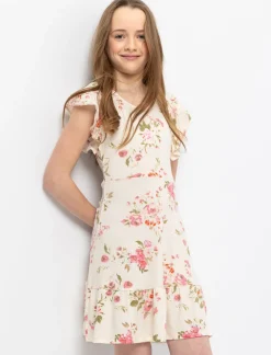 Floral Dress with Ruffled Sleeves