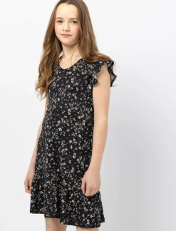 Floral Dress with Ruffled Sleeves