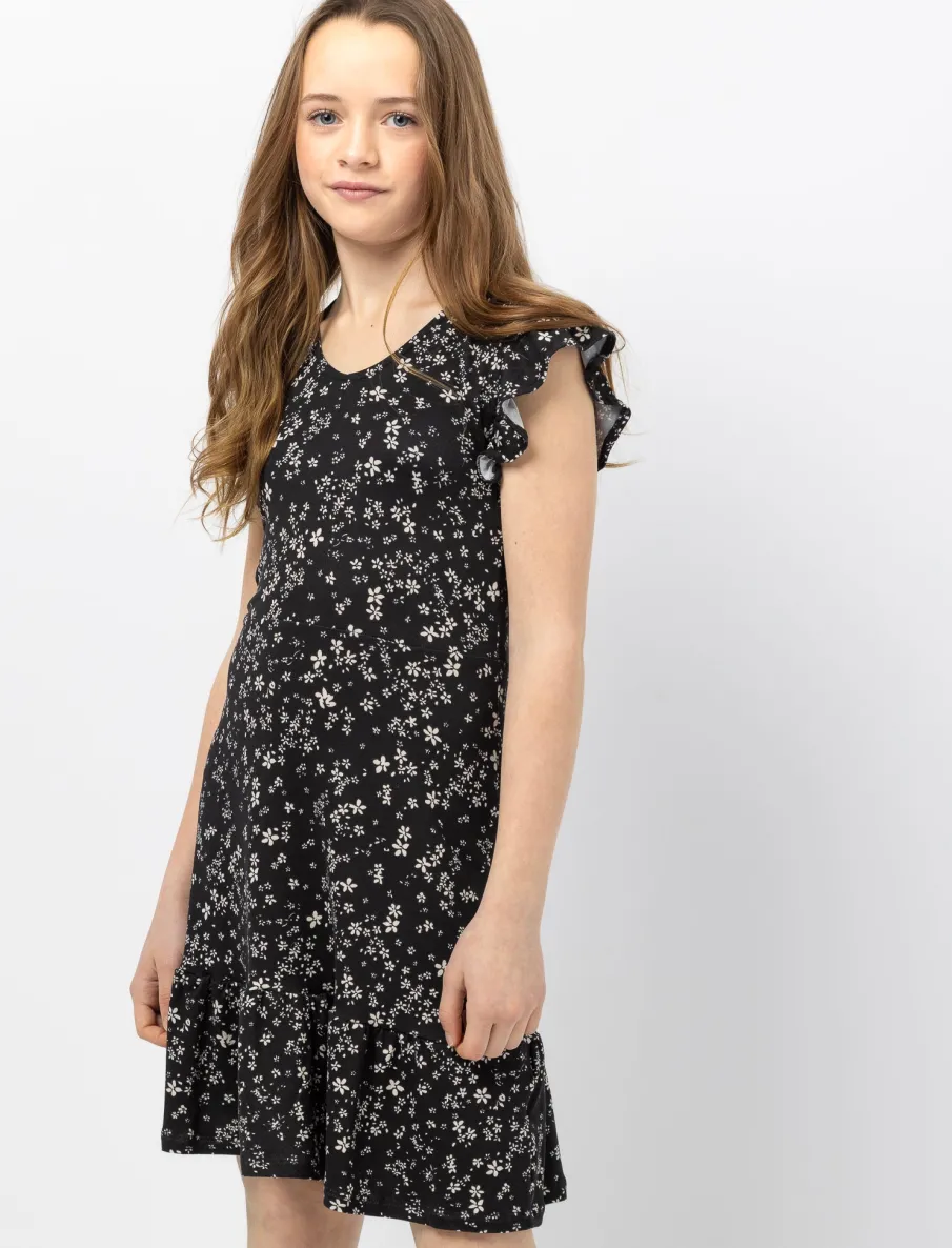 Floral Dress with Ruffled Sleeves