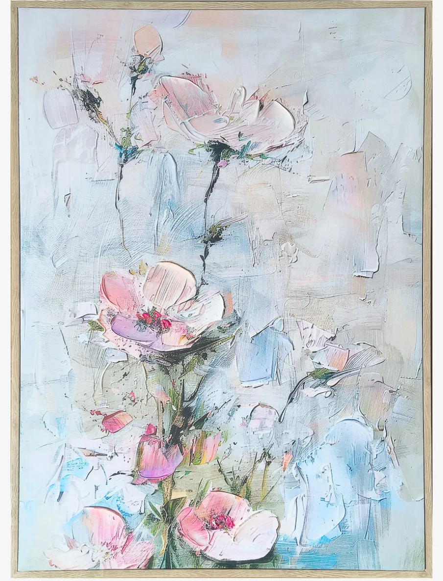 Floral Embossed Framed Canvas