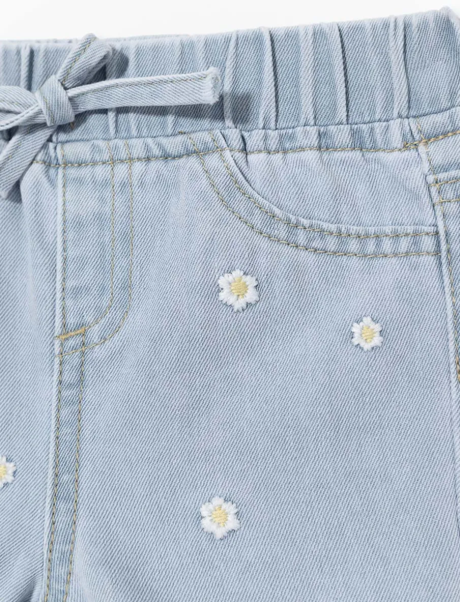 Floral Embroidered Denim Shorts