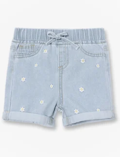 Floral Embroidered Denim Shorts