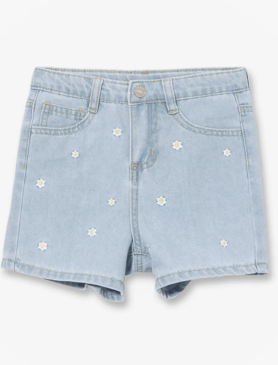 Floral Embroidered Denim Shorts