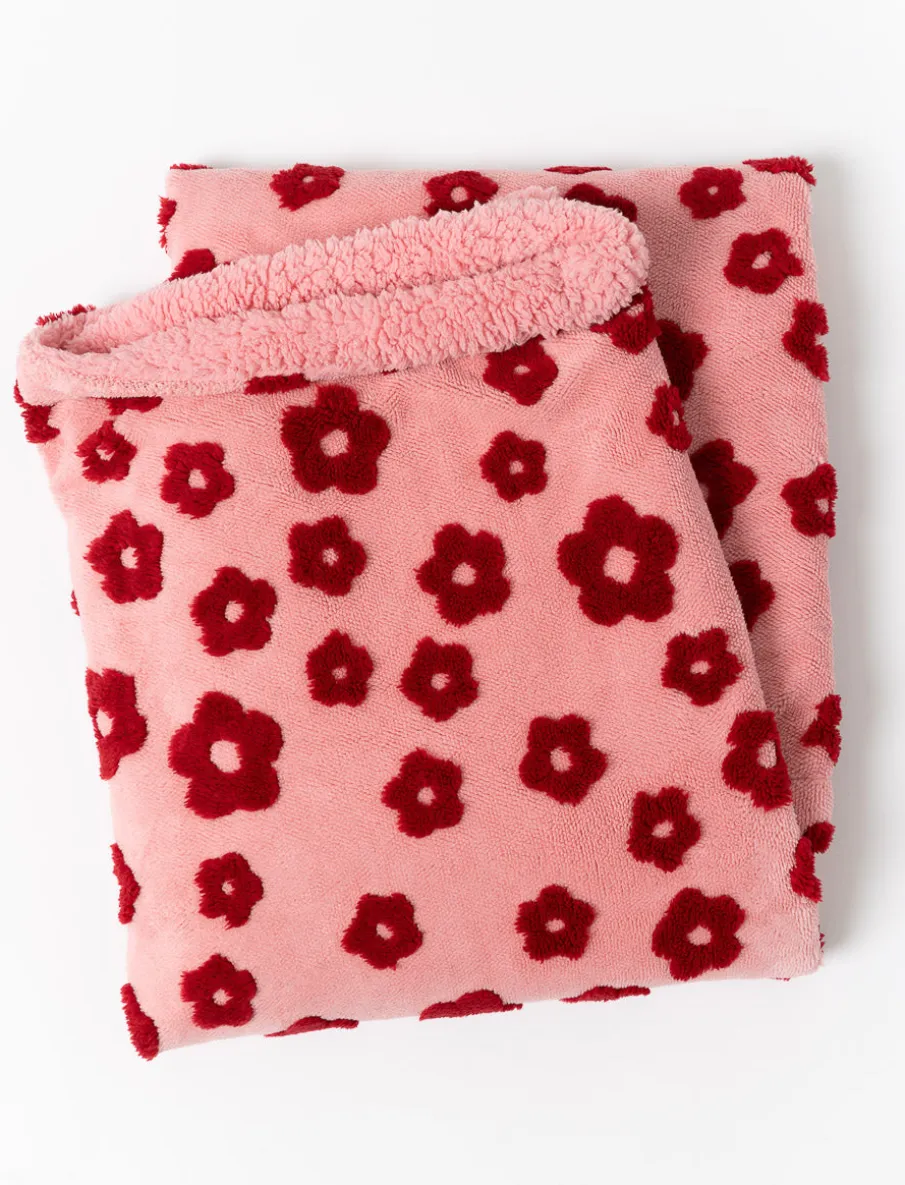 Floral Jacquard Sherpa Throw