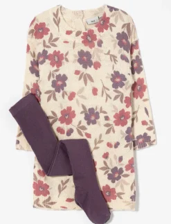 Floral Knit Dress with Tights - Baby Girl
