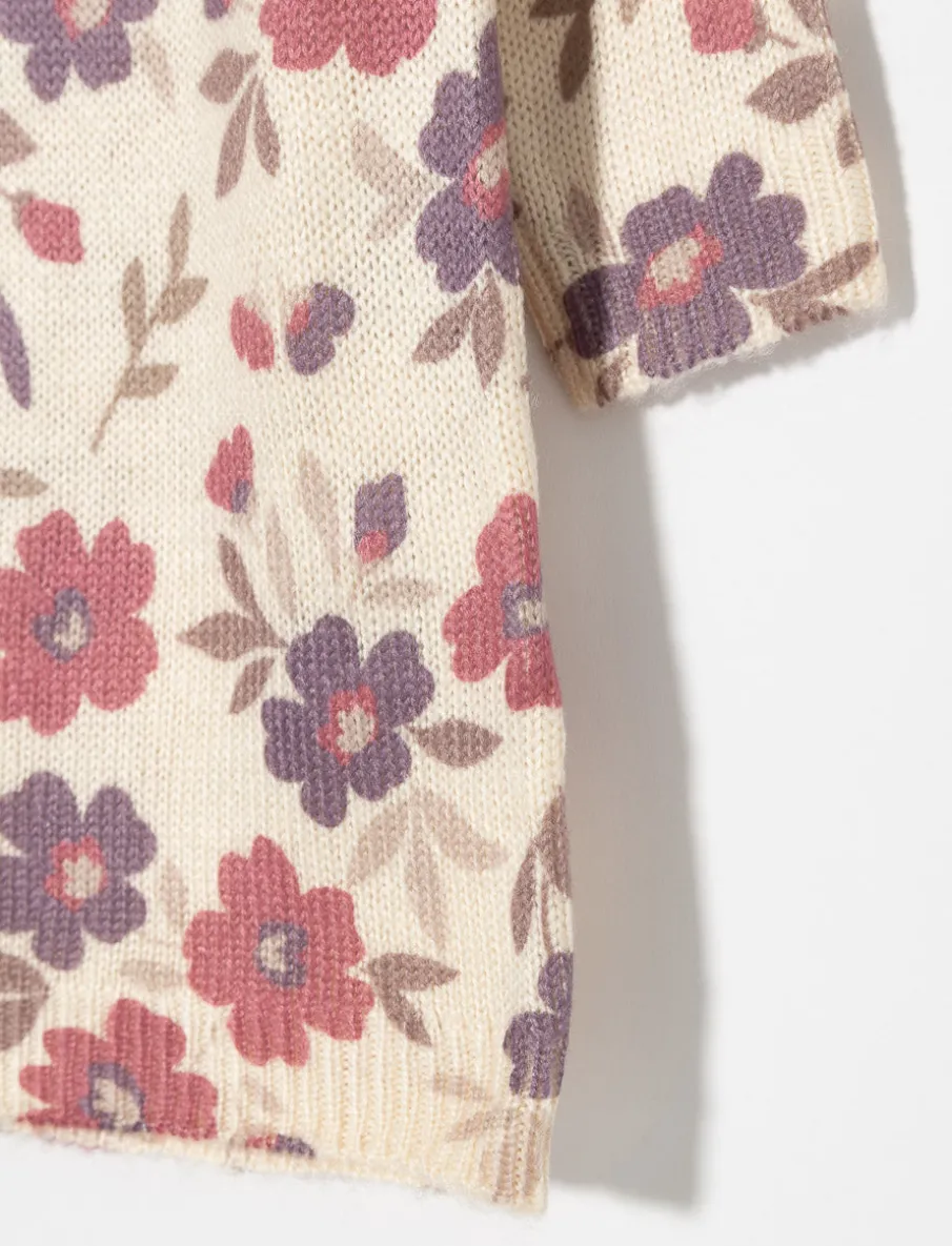 Floral Knit Dress with Tights - Baby Girl