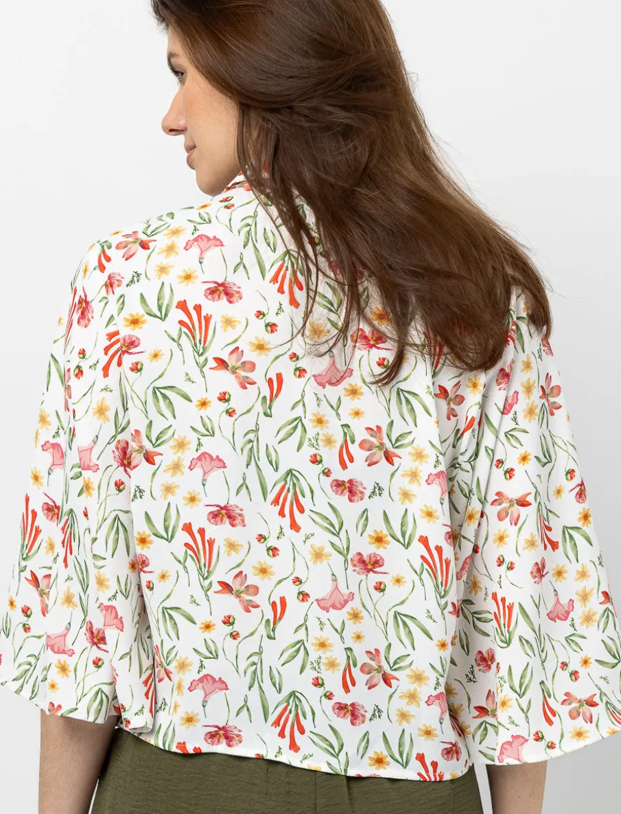 Floral Knot-front Blouse