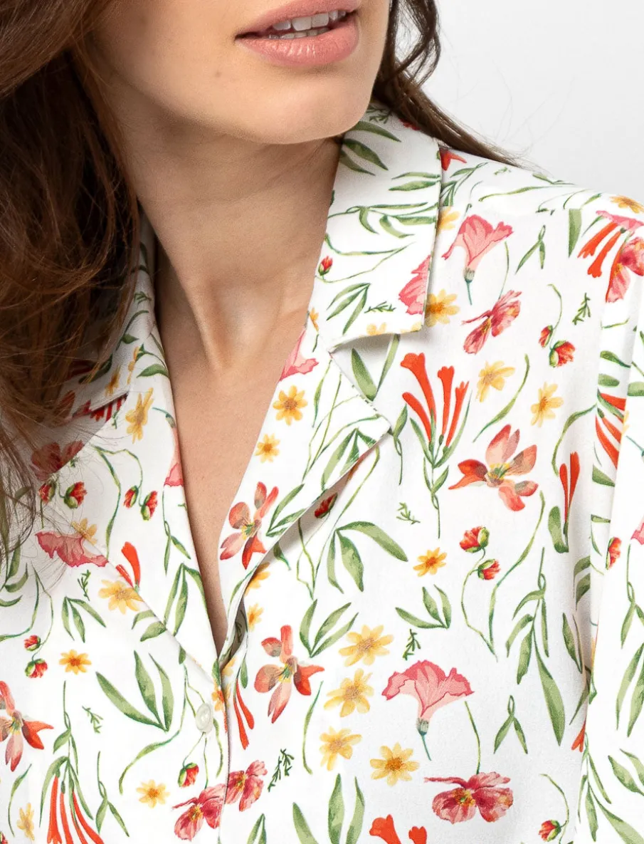 Floral Knot-front Blouse