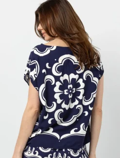 Floral Paisley Print Dolman-sleeved T-shirt