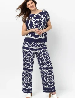Floral Paisley Print Wide Leg Troussers