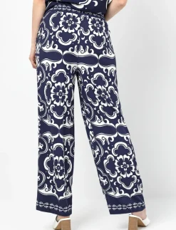 Floral Paisley Print Wide Leg Troussers