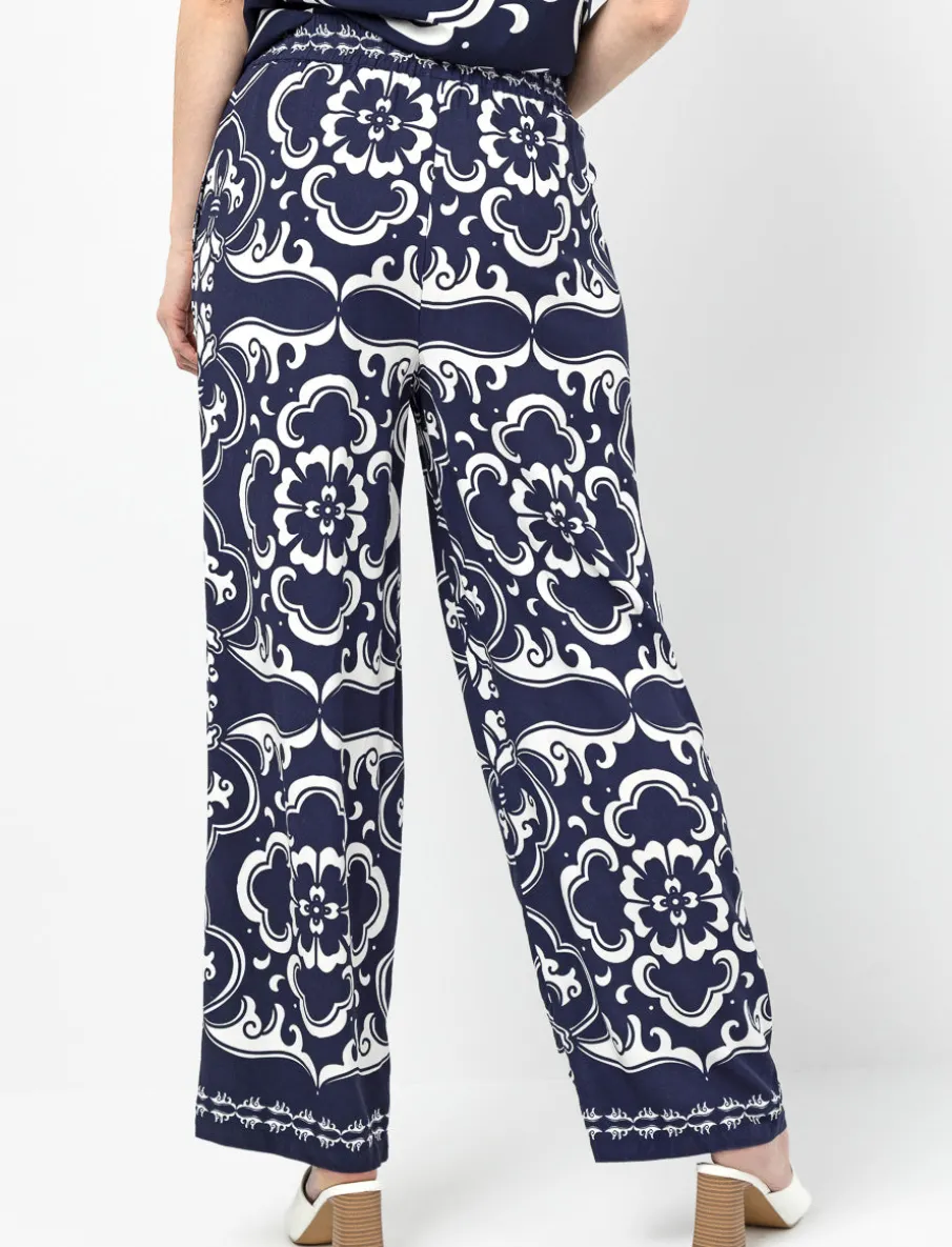 Floral Paisley Print Wide Leg Troussers