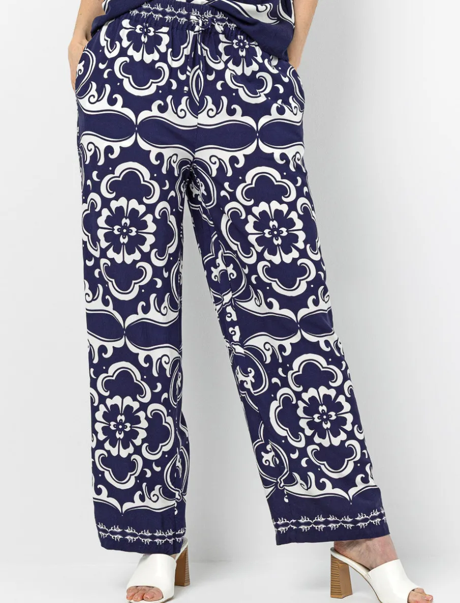 Floral Paisley Print Wide Leg Troussers