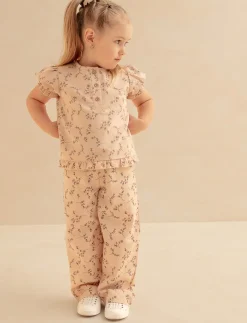 Floral Pants with Elastic Waistband
