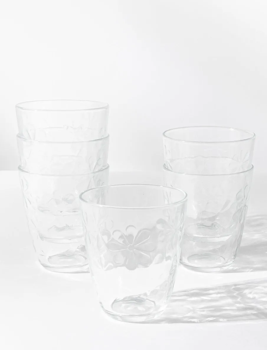 Floral Pattern Glasses - Set of 6