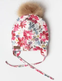 Floral Pompom Beanie