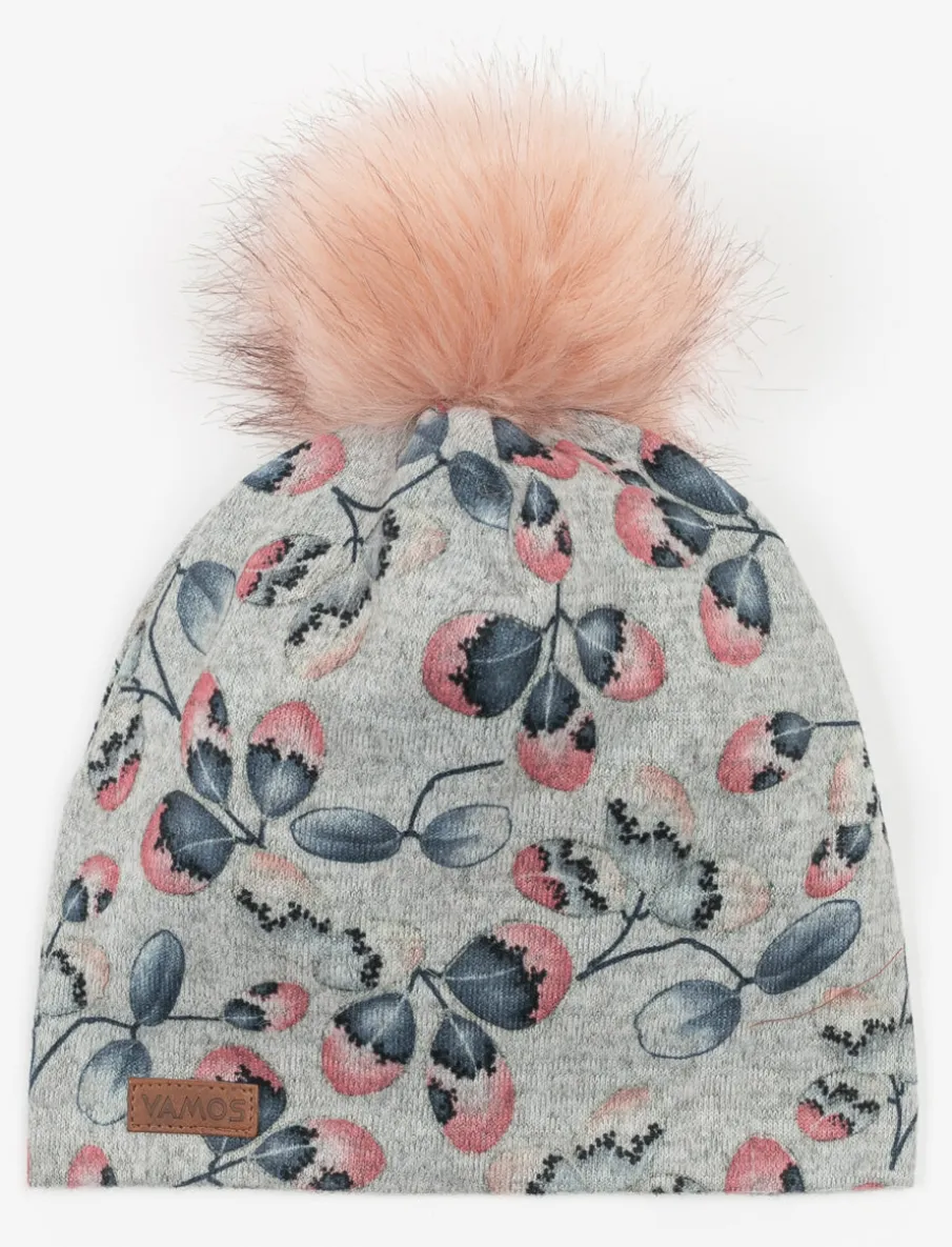 Floral Pompom Beanie
