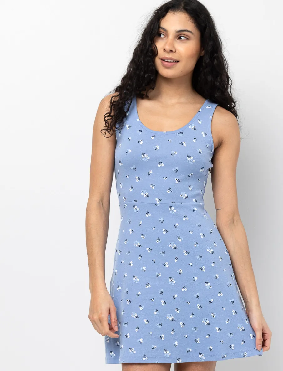 Floral Print Ribbed Dress