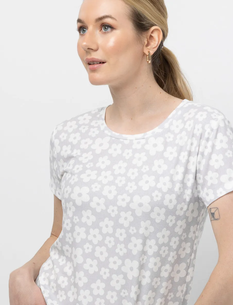 Floral Ribbed T-shirt