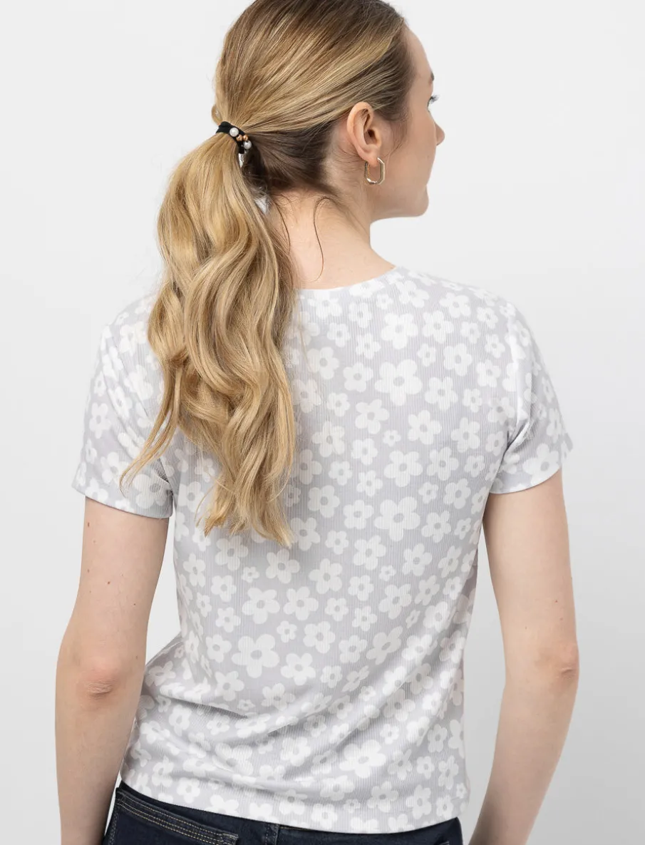 Floral Ribbed T-shirt