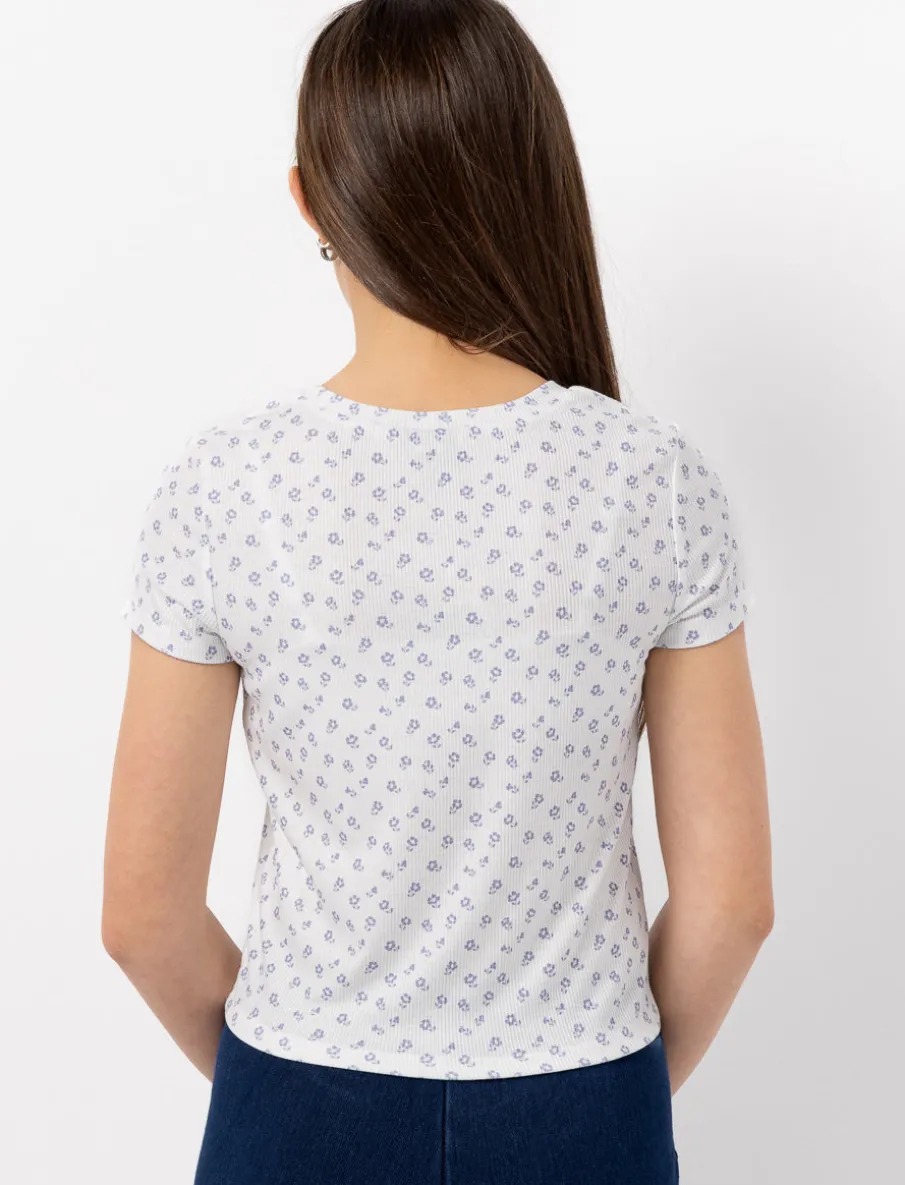 Floral Ribbed T-shirt
