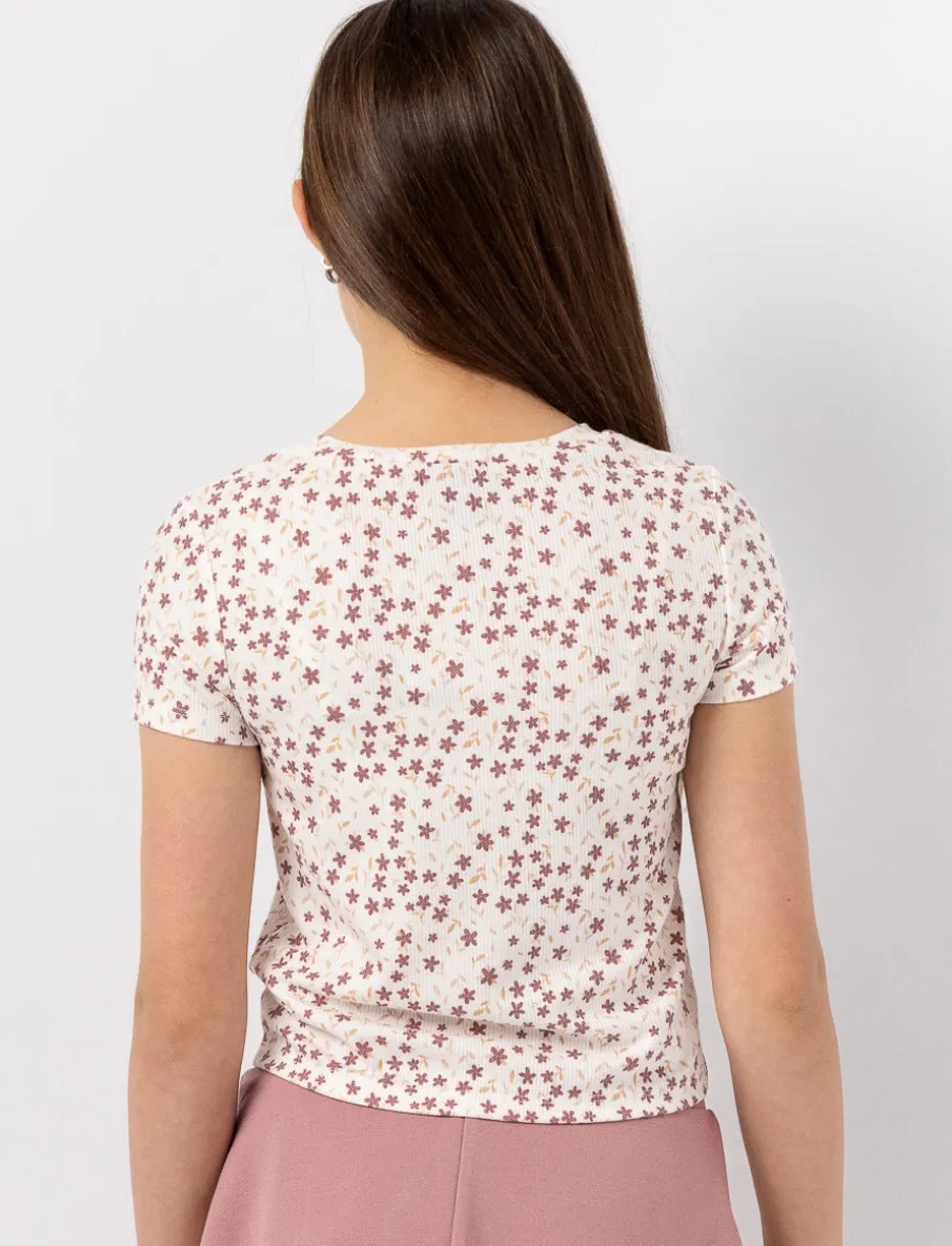Floral Ribbed T-shirt