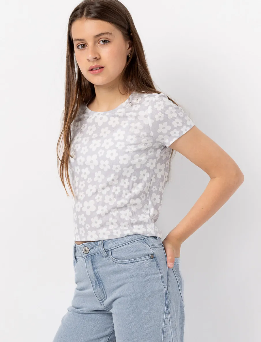 Floral Ribbed T-shirt