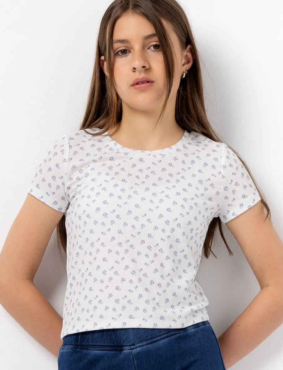 Floral Ribbed T-shirt