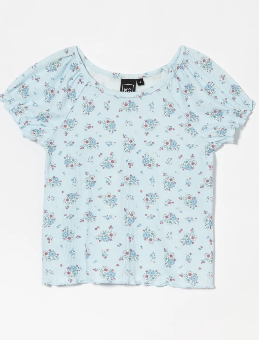 Floral ribbed T-shirt