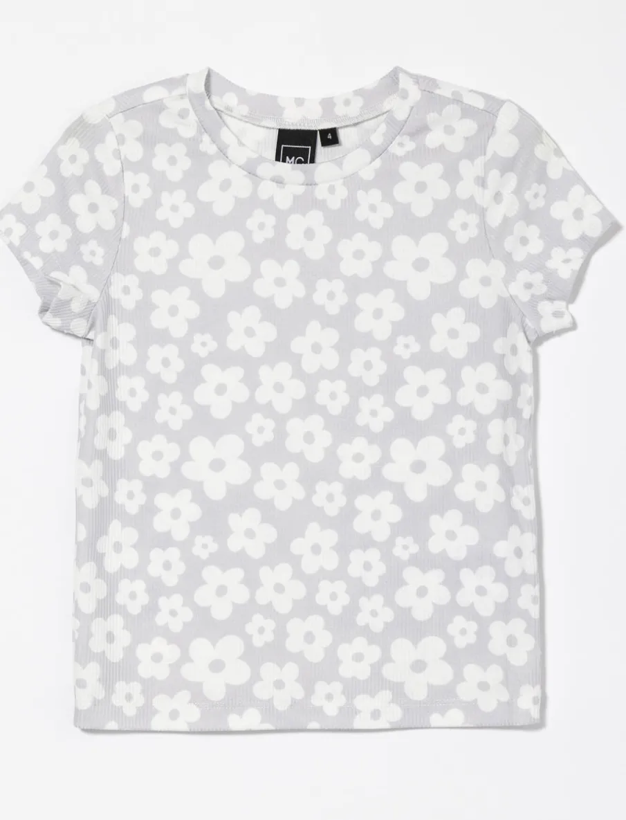 Floral Ribbed T-shirt - Little Girl