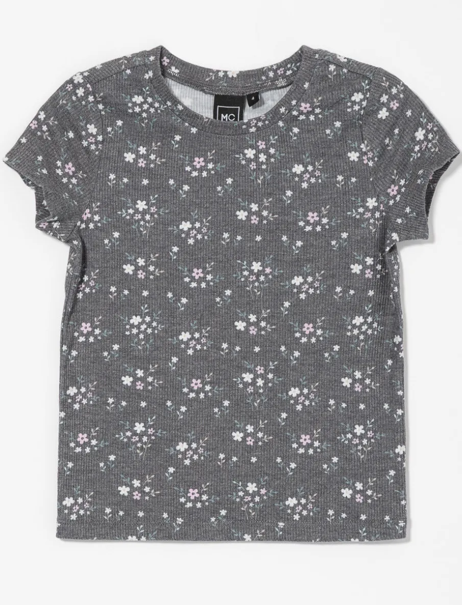 Floral Ribbed T-shirt - Little Girl