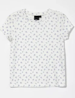 Floral Ribbed T-shirt - Little Girl