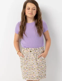 Floral Skirt with Elastic Waist