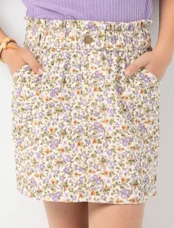 Floral Skirt with Elastic Waist