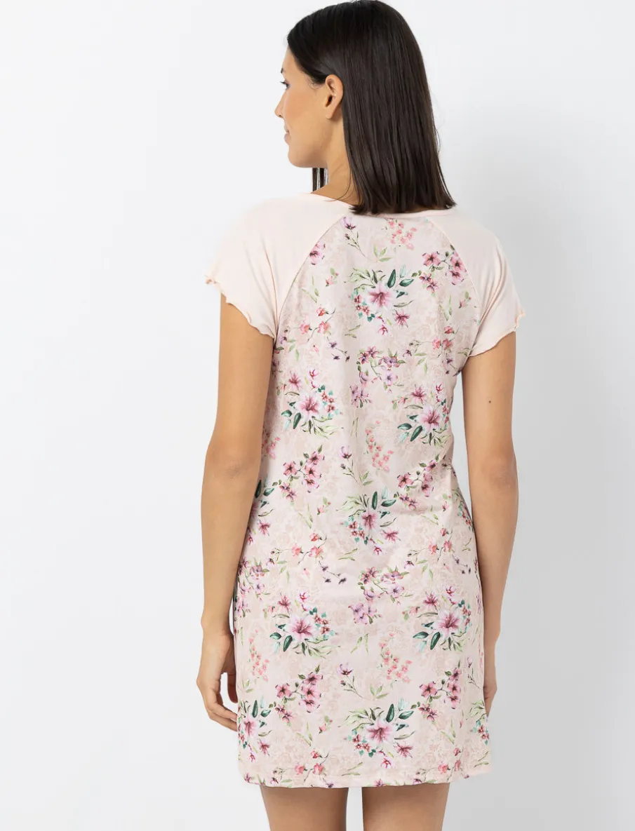 Floral Sleepshirt with Ruffled Sleeves