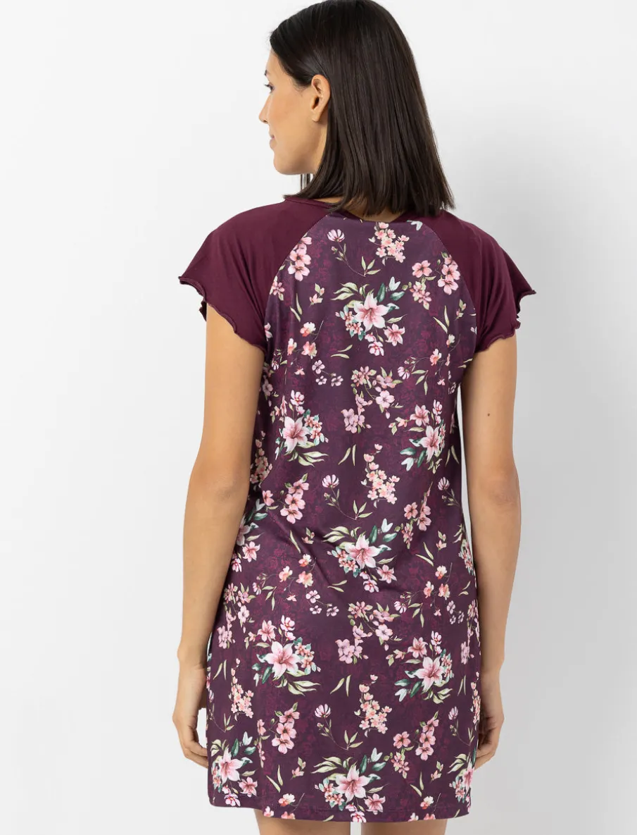 Floral Sleepshirt with Ruffled Sleeves