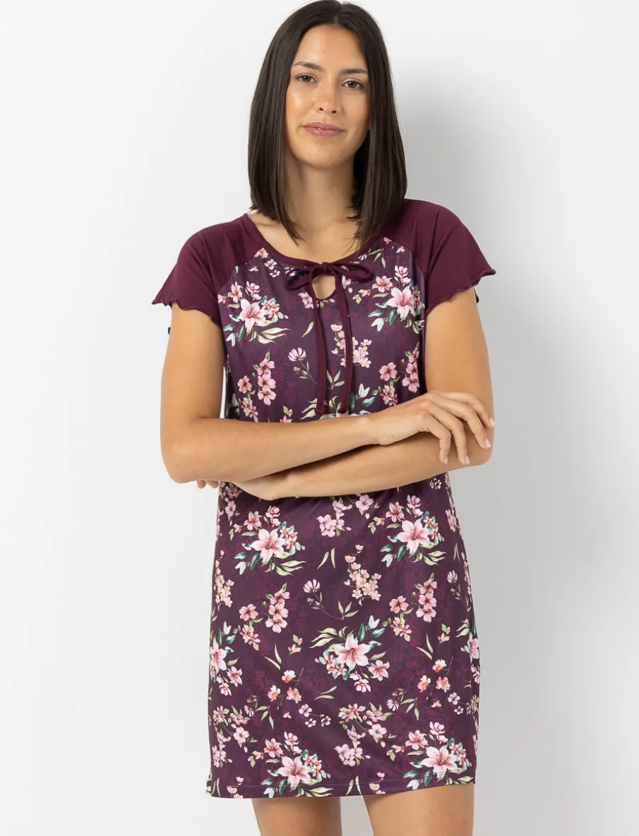 Floral Sleepshirt with Ruffled Sleeves