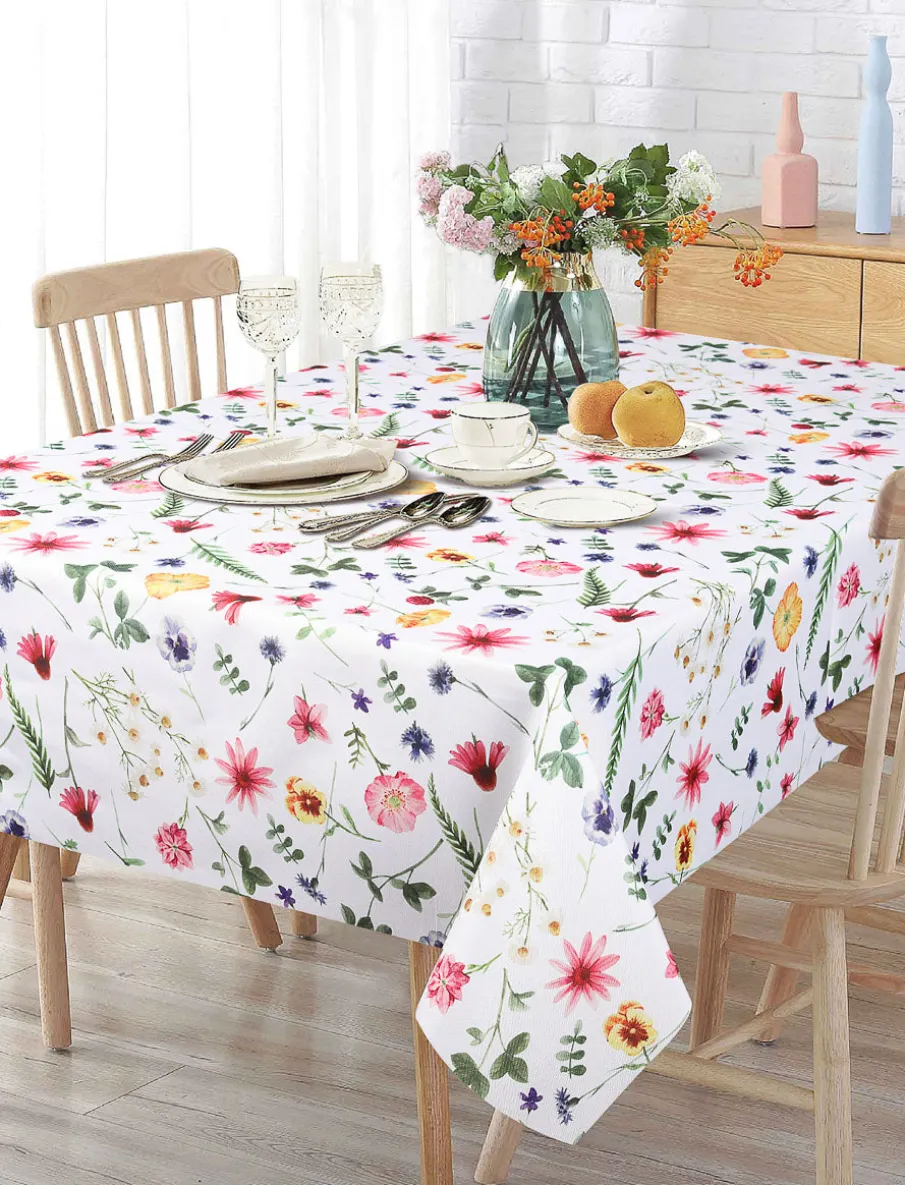 Floral Stain-resistant Wrinkle-free Tablecloth - 58 x 78 in