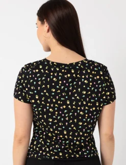 Floral Tie-front T-shirt