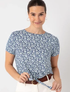 Floral Tie-front T-shirt