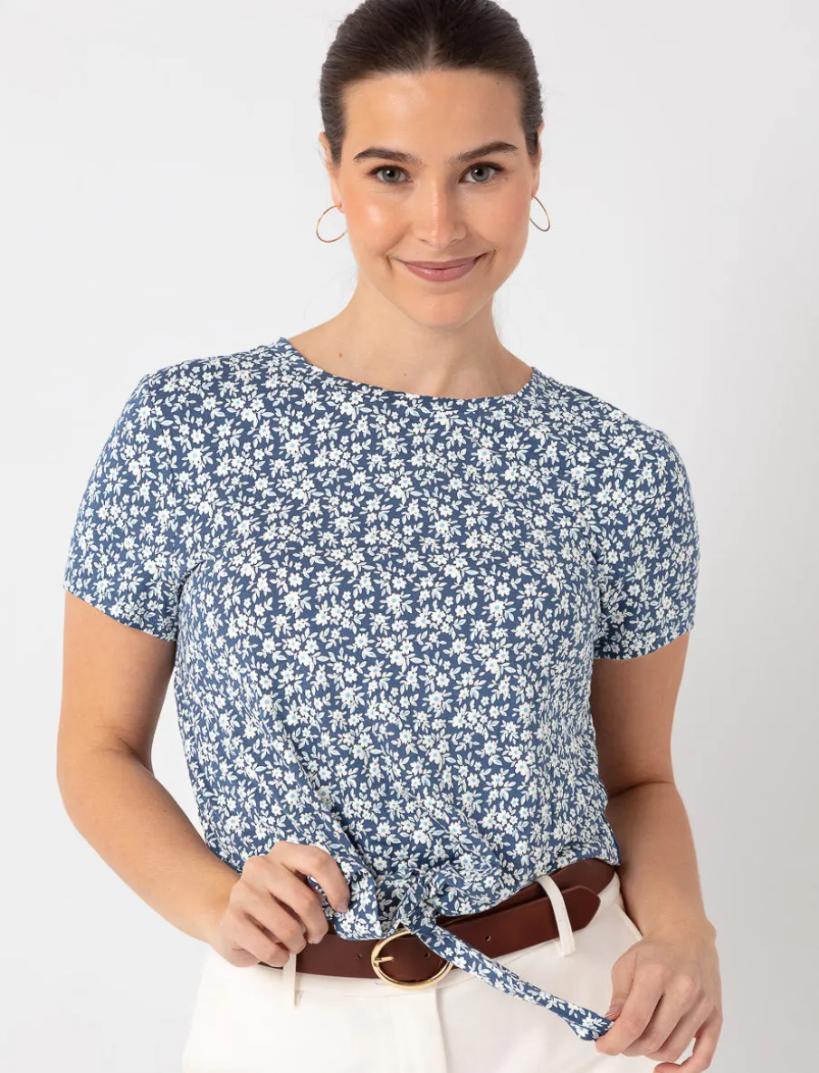 Floral Tie-front T-shirt