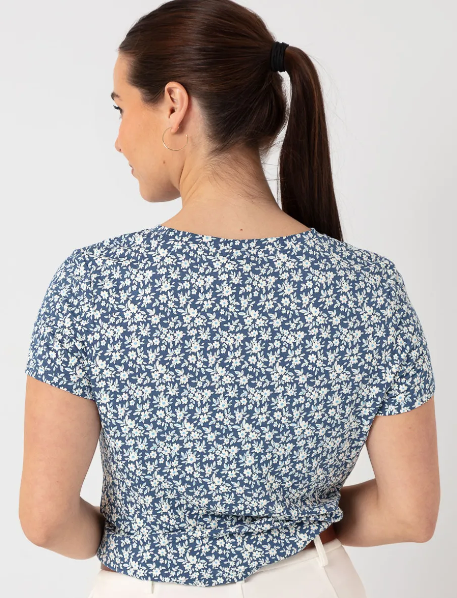 Floral Tie-front T-shirt