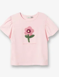 Floral T-shirt with Pleated Sleeves